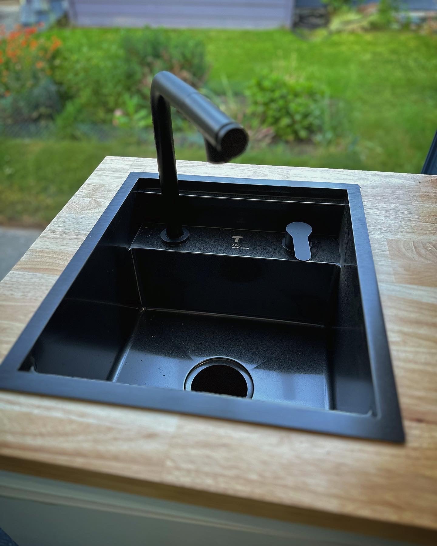 Black Nanotech Stainless Steel Sink RV / Camper With Pull Out Faucet