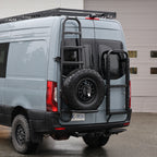 Sprinter Rear Door Aluminum Gear Rack - NO DRILL + Aluminum Storage Box - Trenta - Ski box/Multisport