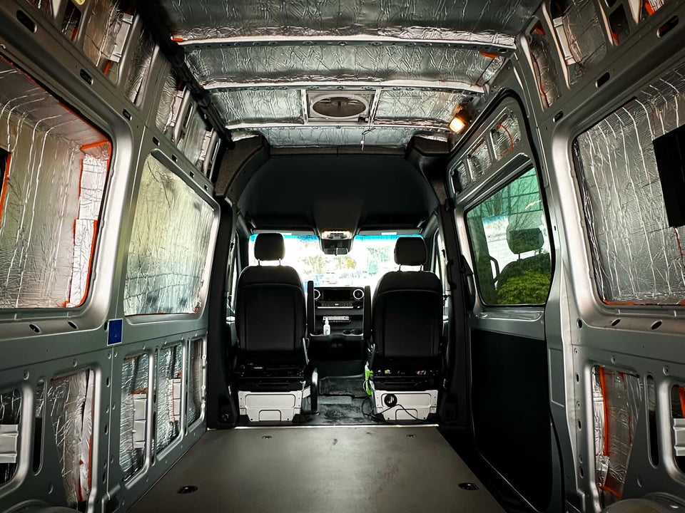 Duck Liner foil-faced insulation fitted to the inside of a camper van