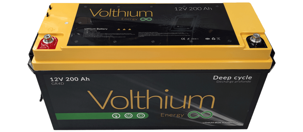 Batterie Volthium 12,8 V 200 Ah à auto-chauffage avec interrupteur marche/arrêt, groupe 4D 