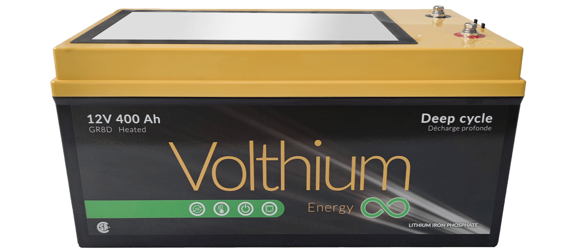 Batterie Volthium 12V 400Ah auto-chauffante avec écran LCD 