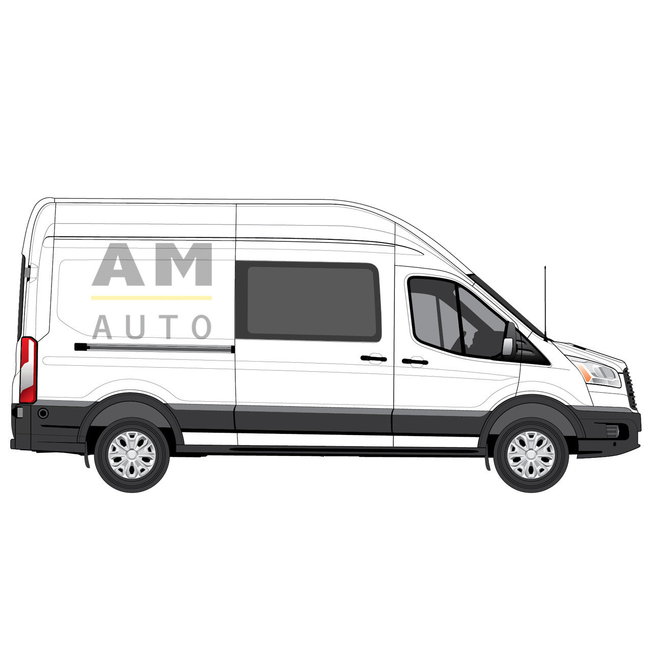 Porte coulissante vitrée fixe AMA pour Ford Transit (2015-présent)