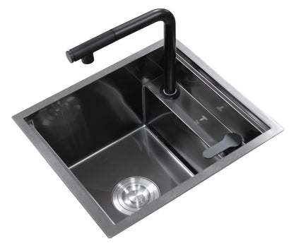 Black Nanotech Stainless Steel Sink RV / Camper With Pull Out Faucet