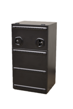 Rear door storage box locking mechanism