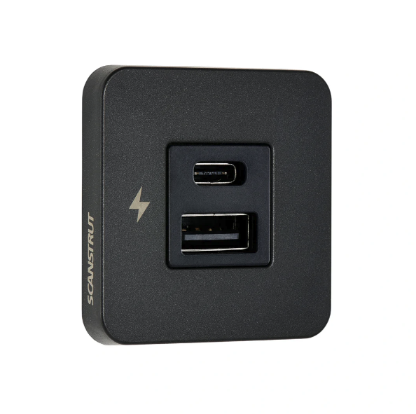 Scanstrut TILE USB-A & C Interior Charging Socket – Black Bezel