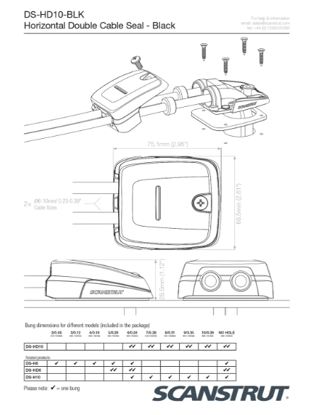 Scanstrut Dual Cable Seal - 6-10mm