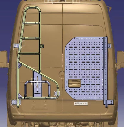 Sprinter Two-in-one ladder and tire carrier - Aluminum